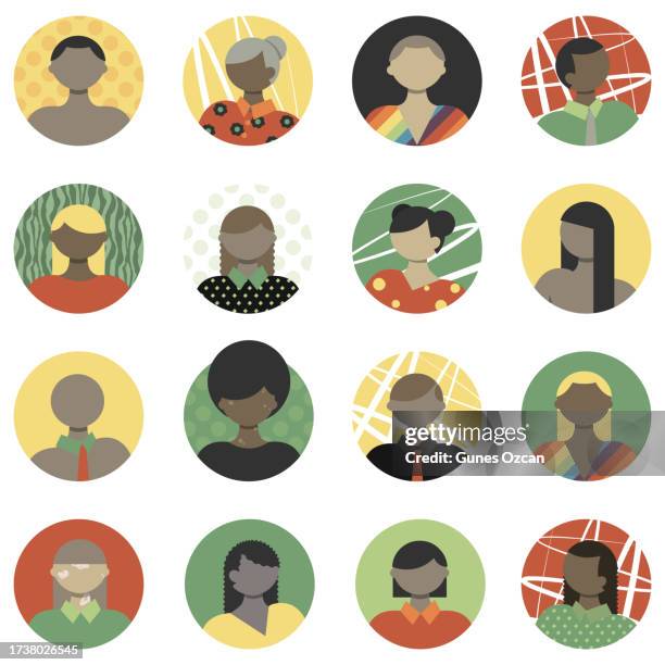 set of avatars - kwanzaa | juneteenth | black history month - people profile picture illustration - persona gay stock illustrations