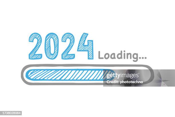 loading new year 2024 on white background - living will document stock illustrations
