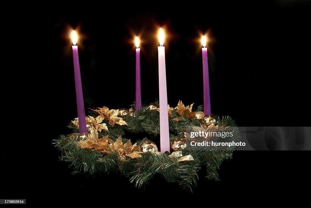 Advent wreath on black