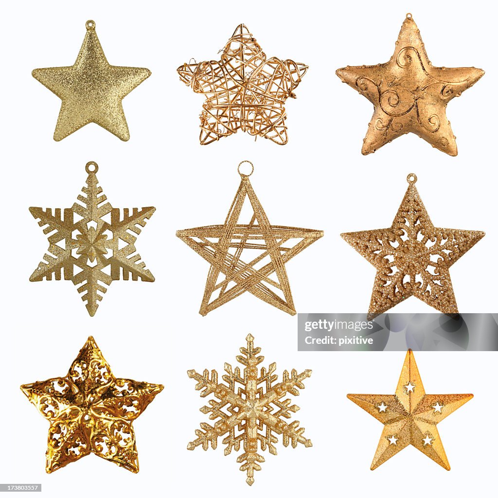 Collection of gold Christmas Stars