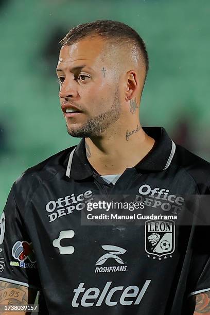 Nicolas Lopez of Leon looks on during the 12th round match between Santos Laguna and Leon as part of the Torneo Apertura 2023 Liga MX at Corona...