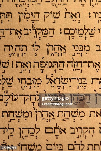 a paper filled with hebrew writings - torah stockfoto's en -beelden