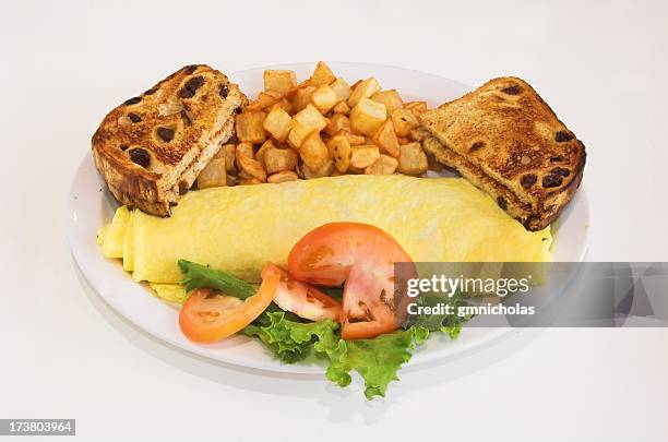 breakfast omelet - raisin toast stock pictures, royalty-free photos & images