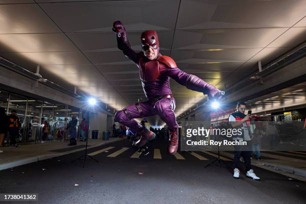 Cosplayer poses as Daredevil during New York Comic Con 2023 - Day 4 at Javits Center on October 15, 2023 in New York City.