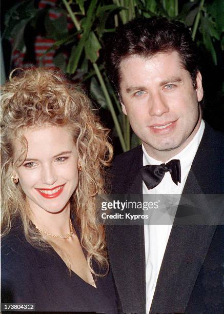 Actor John Travolta with his wife, actress Kelly Preston, circa 1992.