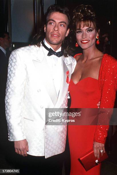 Actor Jean-Claude Van Damme and model Darcy LaPier attend the 50th Annual Golden Globe Awards at the Beverly Hilton Hotel in Beverly Hills,...