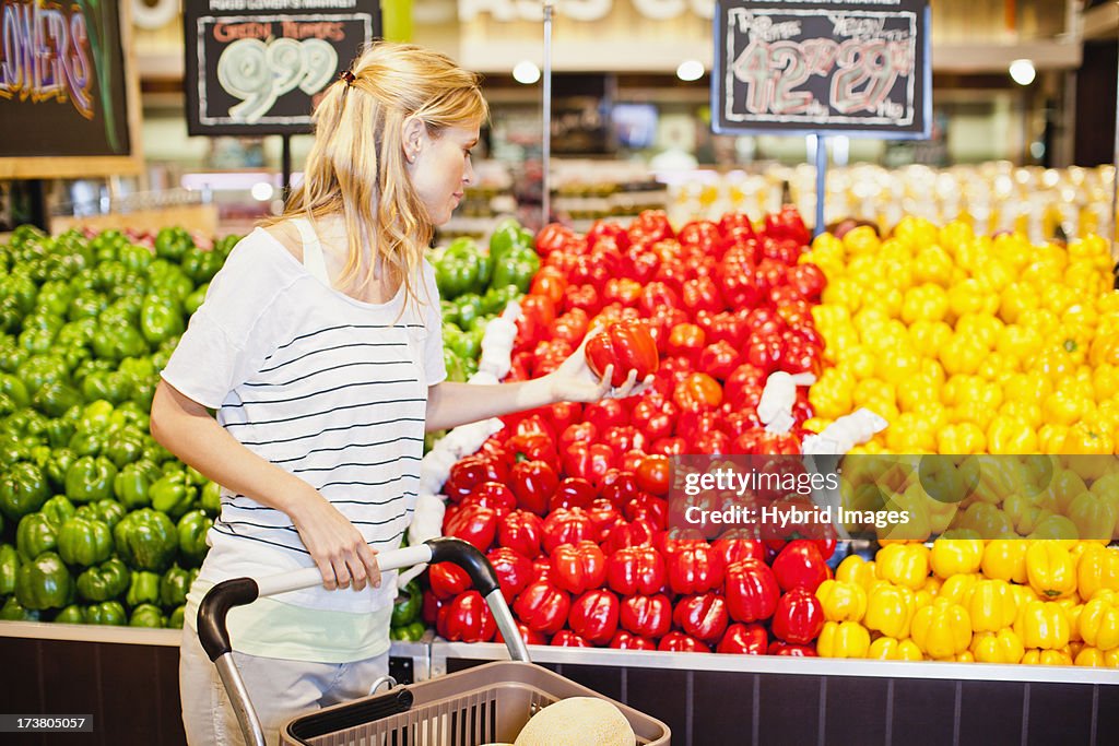 Woman shopping in grocery store