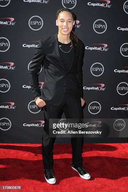 Womens basketball player Brittney Griner arrives at the 2013 ESPY Awards at Nokia Theatre L.A. Live on July 17, 2013 in Los Angeles, California.