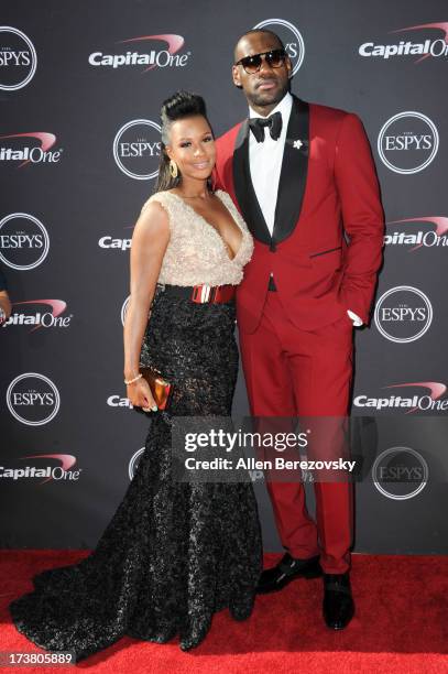 Player LeBron James and Savannah Brinson arrive at the 2013 ESPY Awards at Nokia Theatre L.A. Live on July 17, 2013 in Los Angeles, California.