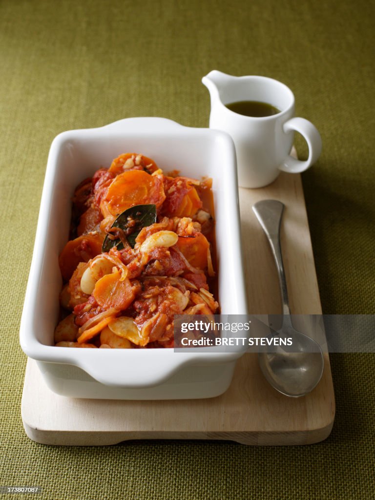 Dish of aromatic baked beans