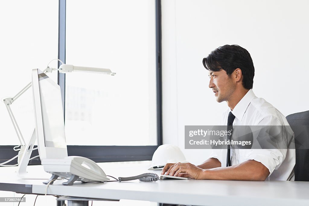 Businessman working on computer