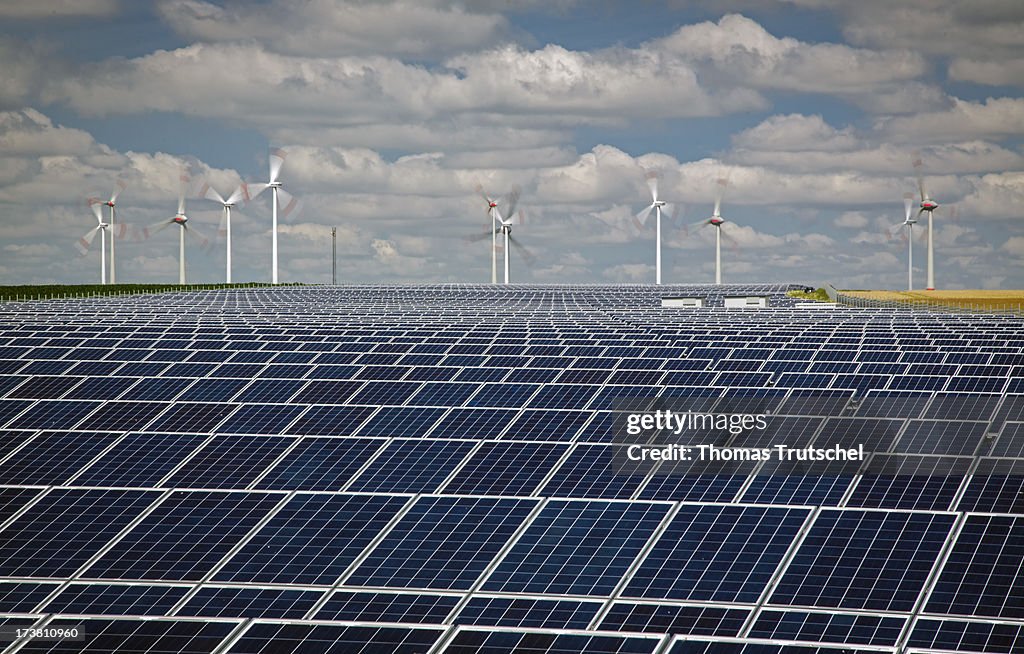 Onshore Wind Farm and Solar Panels