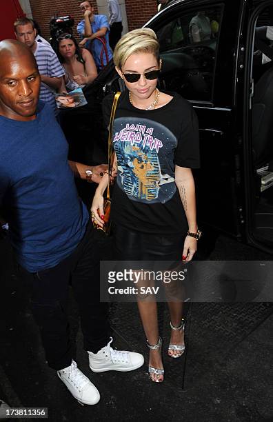 Miley Cyrus pictured at KIss FM on July 18, 2013 in London, England.