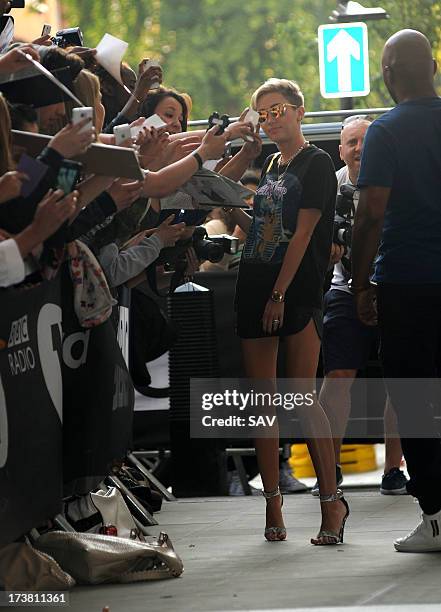 Miley Cyrus pictured at the BBC Radio 1 studios on July 18, 2013 in London, England.