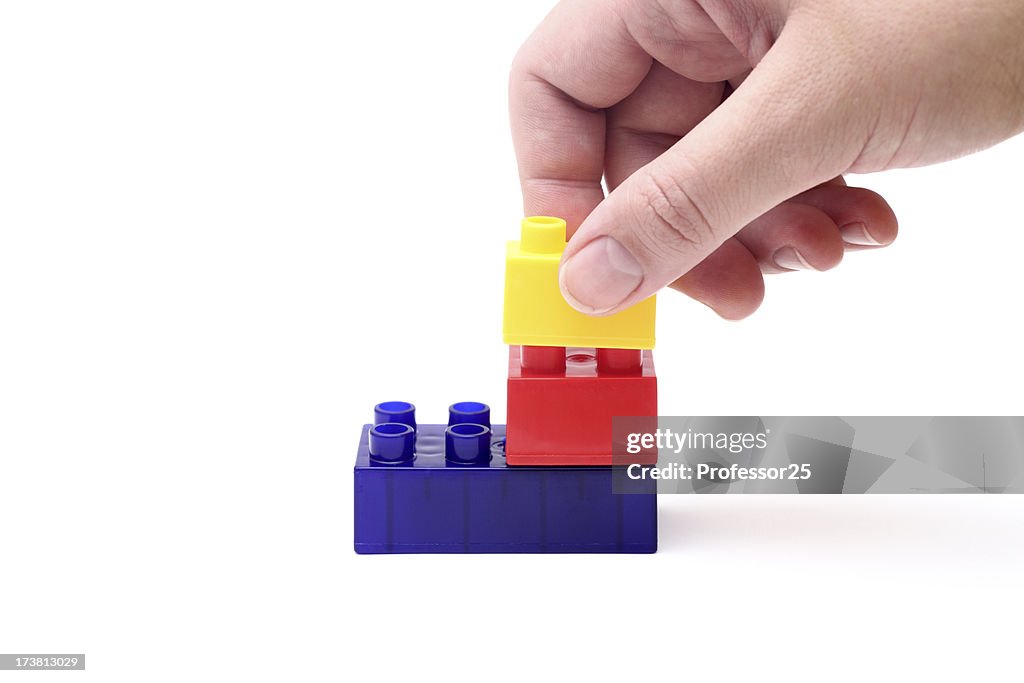 Hand connecting plastic blocks