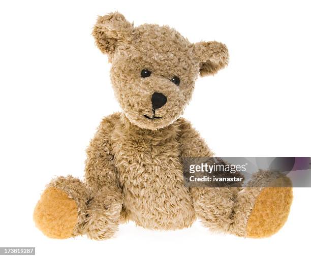 orsacchiotto in attesa - teddy bear on white foto e immagini stock