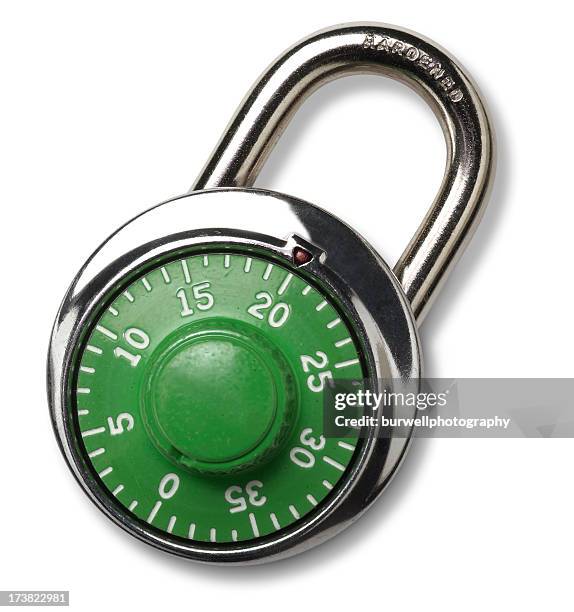 combination padlock, isolated - combination lock stock pictures, royalty-free photos & images