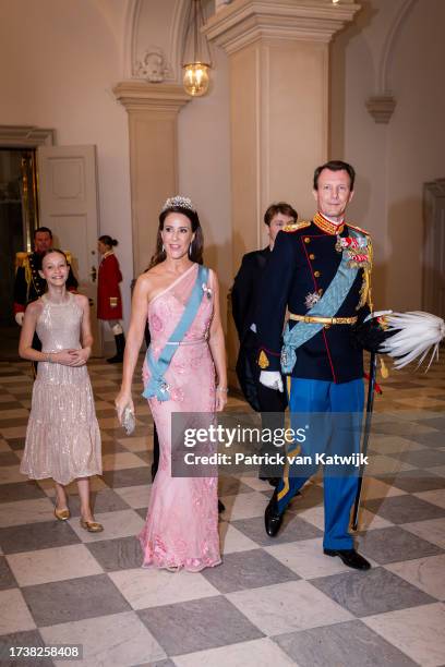 Princess Athena of Denmark, Princess Marie of Denmark and Prince Joachim of Denmark attend the gala diner to celebrate the 18th birthday of H.K.H....