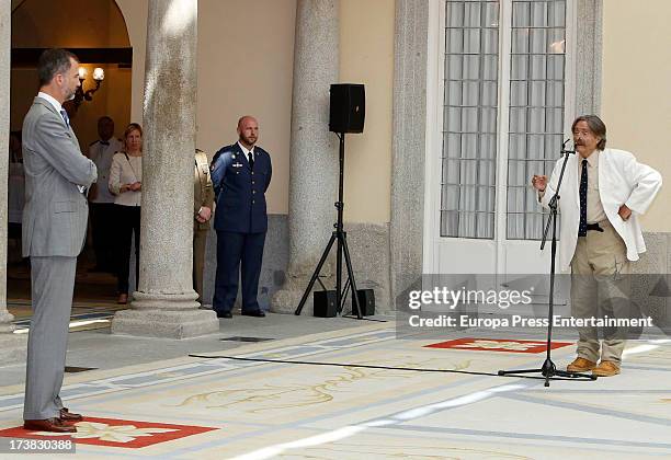 Prince Felipe of Spain and Miguel De la Quadra Salcedo attend Ruta Quetzal BBVA 2013 audience on July 18, 2013 in Madrid, Spain.
