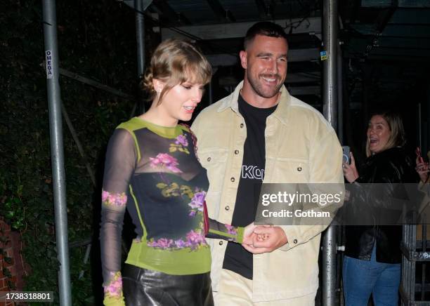 Taylor Swift and Travis Kelce have dinner at Waverly Inn on October 15, 2023 in New York City.