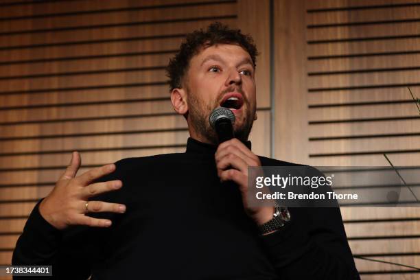 Dylan Alcott speaks during the Creating Inclusive Film And TV – Both Onscreen And Off featured session at SXSW Sydney on October 16, 2023 in Sydney,...