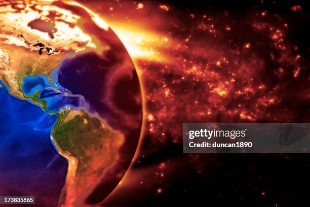 la terre lentement burns-americas - doomsday photos et images de collection