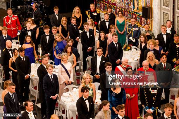 Overview of the guests at the gala to celebrate the 18th birthday of H.K.H. Prince Christian at Christiansborg Palace on October 15, 2023 in...