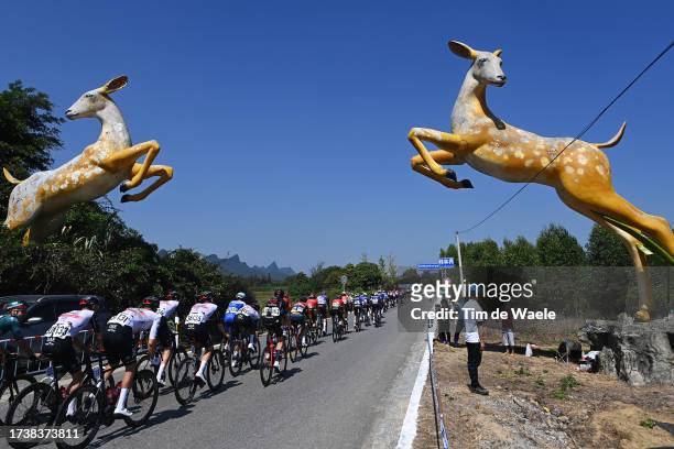 General view of the peloton competing during the 4th Gree-Tour of Guangxi 2023, Stage 5 a 209.6km stage from Liuzhou to Guilin / #UCIWT / on October...