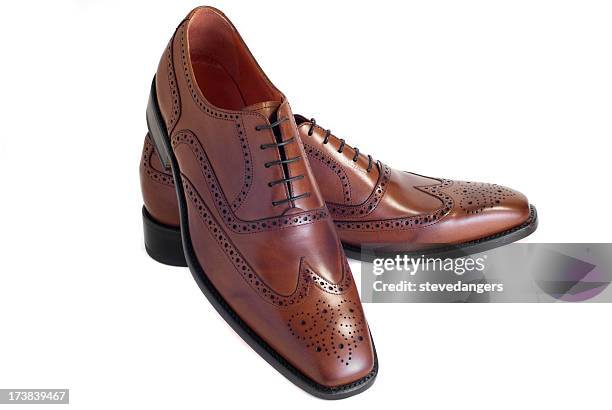 isolated brown shoes - shoes stock pictures, royalty-free photos & images