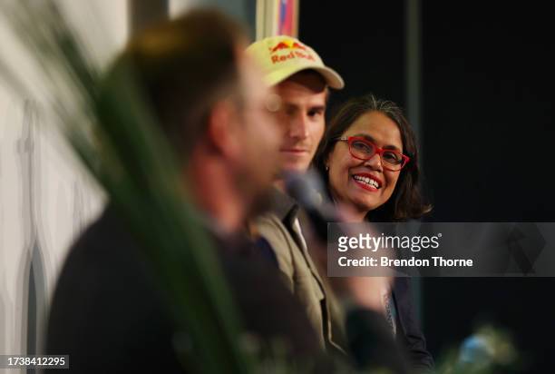 Cathy Freeman looks on speaks during the Sport as a Metaphor for Life panel discussion at SXSW Sydney on October 16, 2023 in Sydney, Australia.