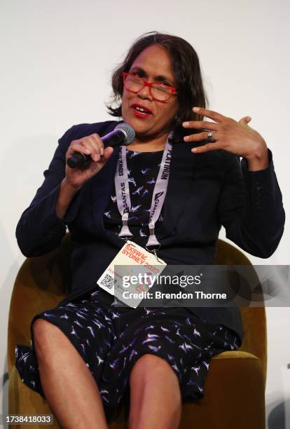 Cathy Freeman speaks during the Sport as a Metaphor for Life panel discussion at SXSW Sydney on October 16, 2023 in Sydney, Australia.