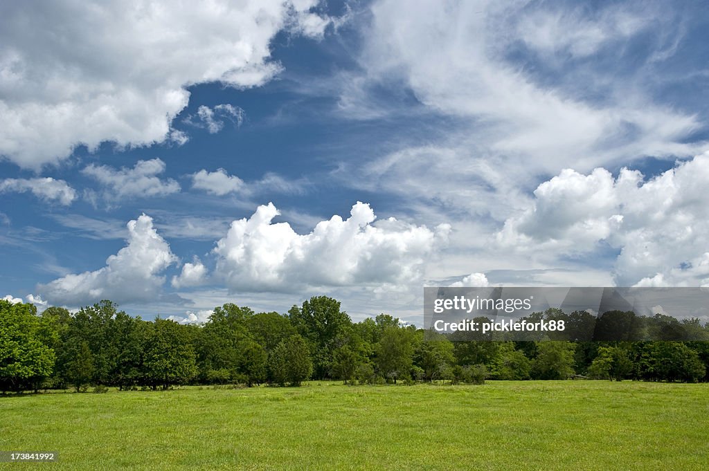 Helle Land Himmel im Frühjahr