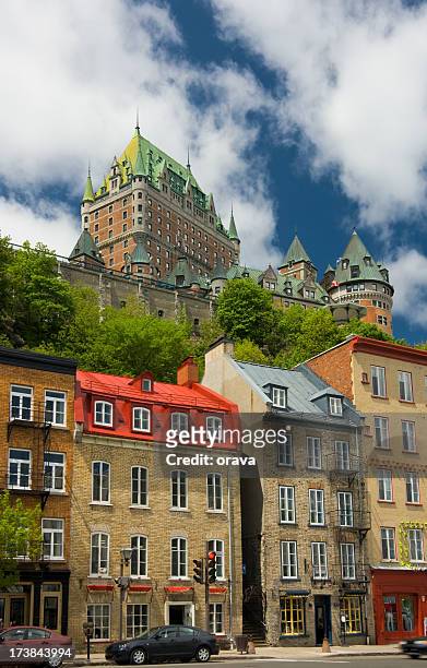 quebec city and the chateau frontenac hotel - chateau frontenac hotel stock pictures, royalty-free photos & images