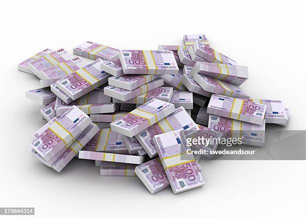 pile of money - european union currency stock pictures, royalty-free photos & images