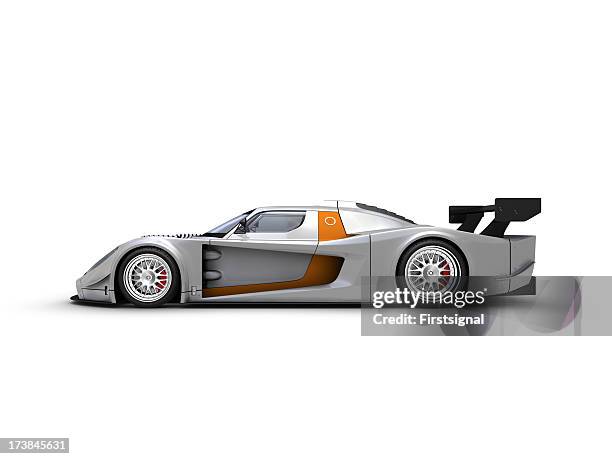 silver race car - spoiler stock pictures, royalty-free photos & images