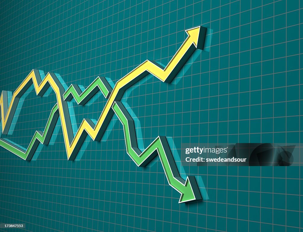 Two arrows showing improvement and failure