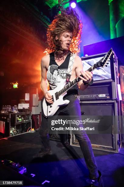 Sebastian Philips of Exhumed performs at Great American Music Hall on October 15, 2023 in San Francisco, California.
