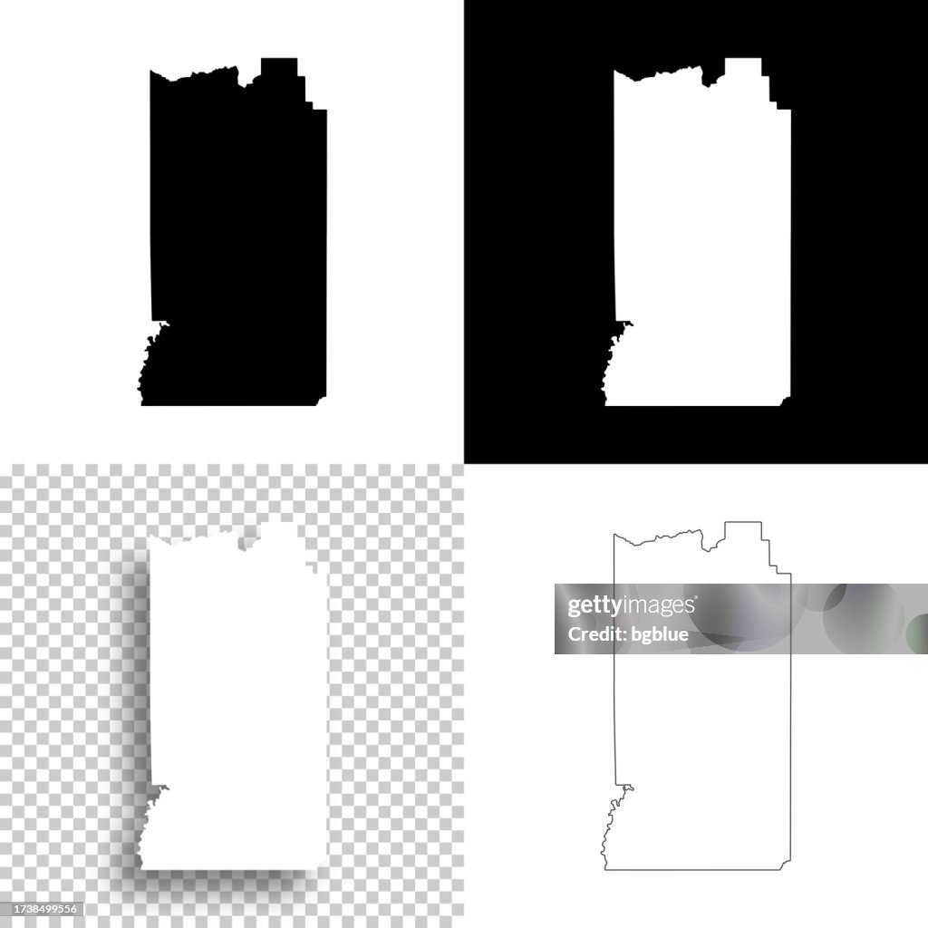 Uintah County, Utah. Maps for design. Blank, white and black backgrounds