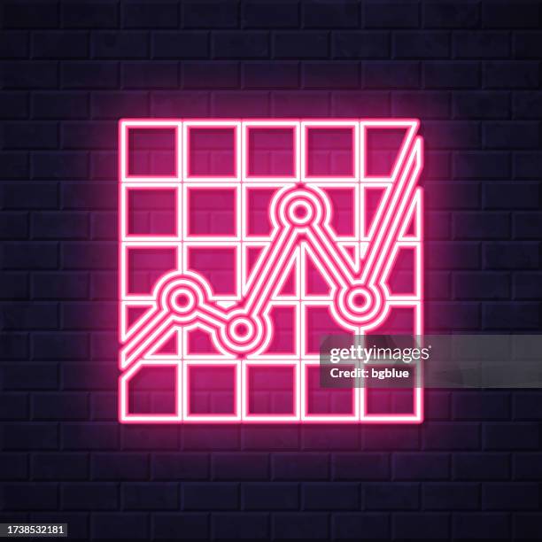 graph. glowing neon icon on brick wall background - various construction materials stock illustrations