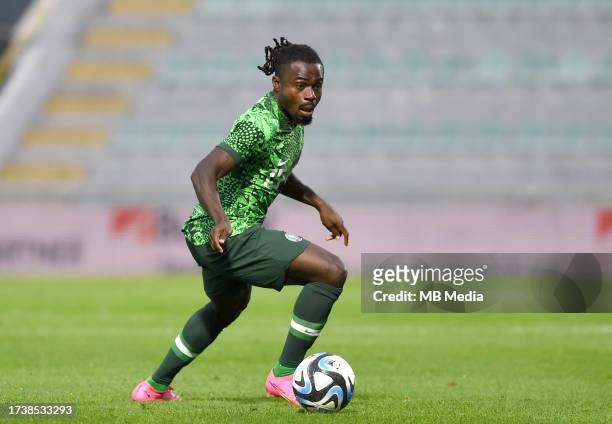 Moses Simon of Nigeria in action ,during the International Friendly match between Saudi Arabia and Nigeria at Estadio Municipal de Portimao on...