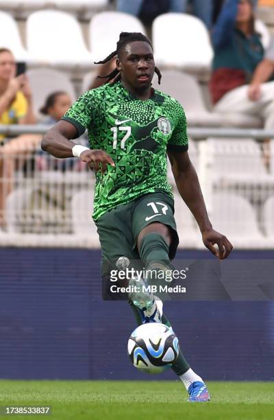 Calvin Bassey of Nigeria in action ,during the International Friendly match between Saudi Arabia and Nigeria at Estadio Municipal de Portimao on...