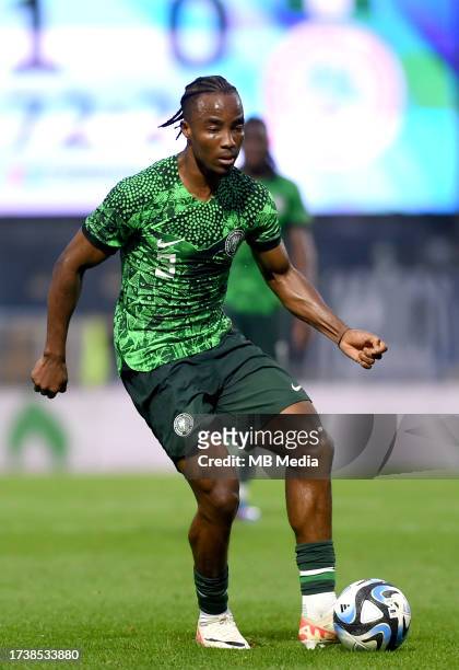 Bruno Onyemaechi of Nigeria in action ,during the International Friendly match between Saudi Arabia and Nigeria at Estadio Municipal de Portimao on...