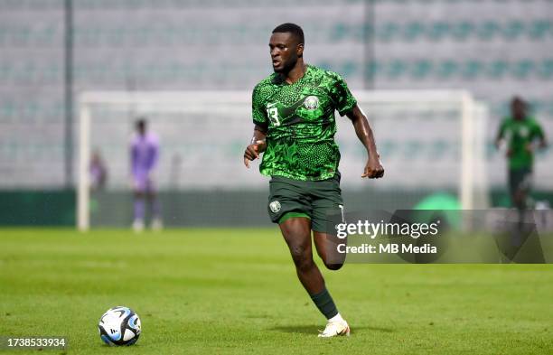 Victor Boniface of Nigeria in action ,during the International Friendly match between Saudi Arabia and Nigeria at Estadio Municipal de Portimao on...