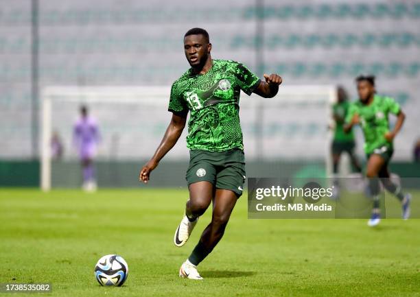 Victor Boniface of Nigeria in action ,during the International Friendly match between Saudi Arabia and Nigeria at Estadio Municipal de Portimao on...