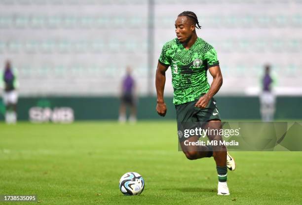 Bruno Onyemaechi of Nigeria in action ,during the International Friendly match between Saudi Arabia and Nigeria at Estadio Municipal de Portimao on...