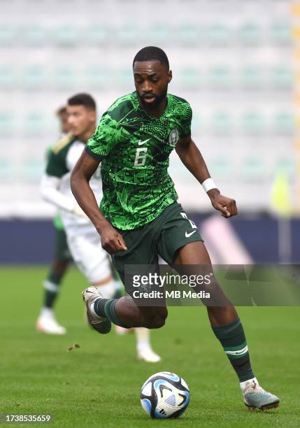 Semi Ajayi of Nigeria in action ,during the International Friendly match between Saudi Arabia and Nigeria at Estadio Municipal de Portimao on October...