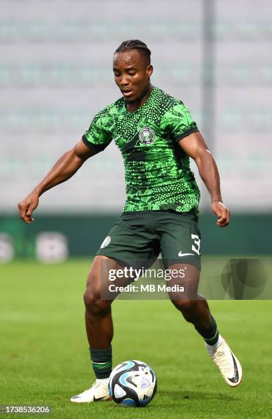 Bruno Onyemaechi of Nigeria in action ,during the International Friendly match between Saudi Arabia and Nigeria at Estadio Municipal de Portimao on...