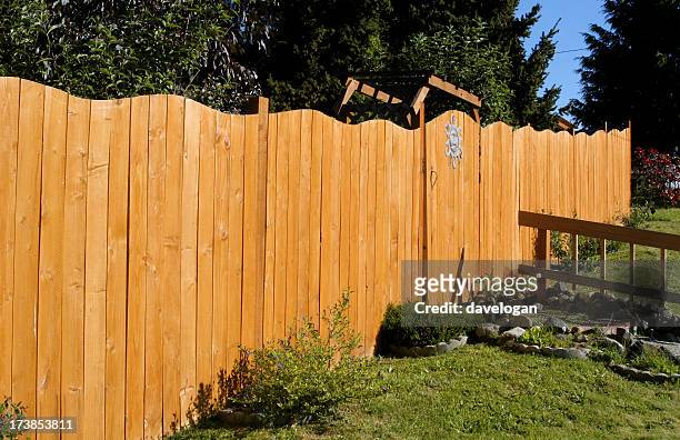 new fence with wave design - wooden fence bildbanksfoton och bilder