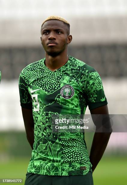 Victor Osimhen of Nigeria looks on ,during the International Friendly match between Saudi Arabia and Nigeria at Estadio Municipal de Portimao on...