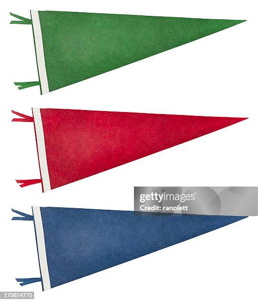 isolated retro pennants (with clipping path) - pennant stock pictures, royalty-free photos & images